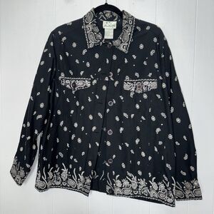 The Quacker Factory Women’s Floral Paisley Beaded Jacket Black Size Medium